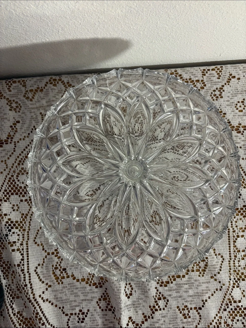 Clear Pressed Glass Pedestal Cake Stand